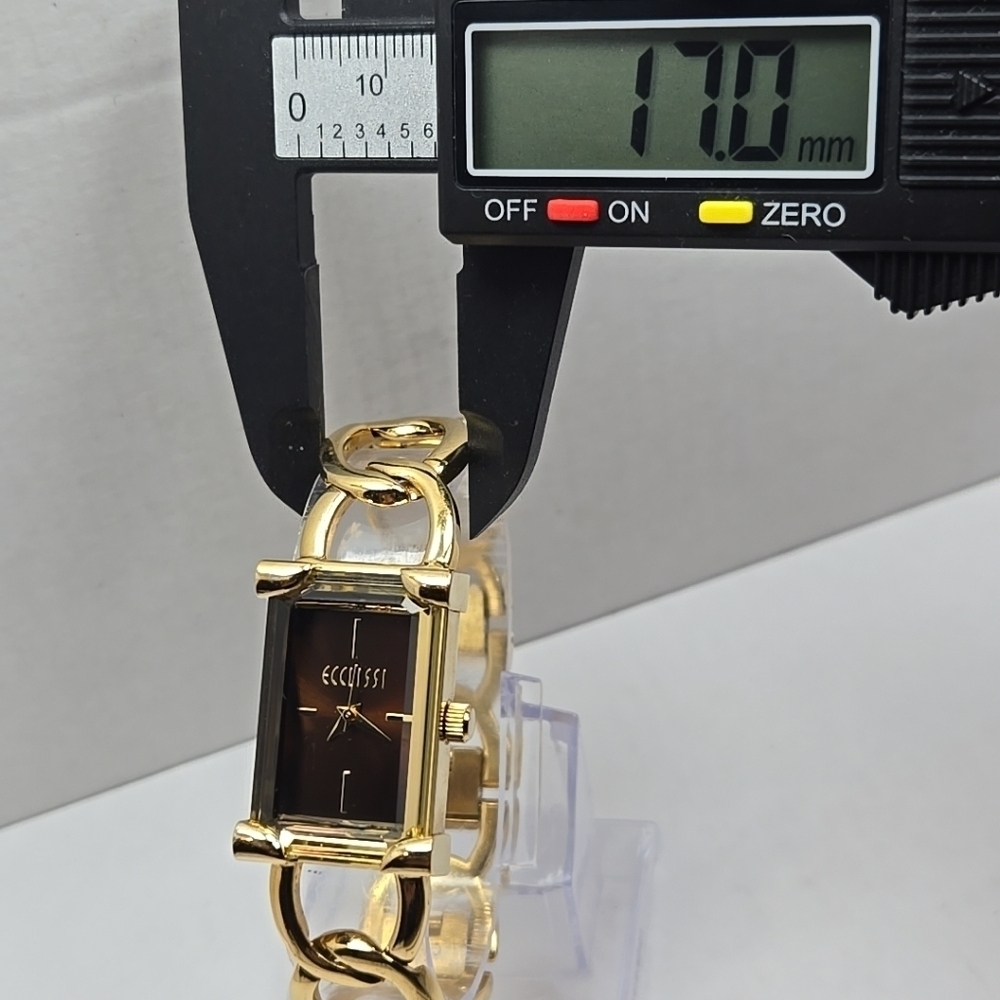Ecclissi 80420 Womens Gold Tone Quartz Watch Brown Dial New Battery Working - Picture 5 of 9